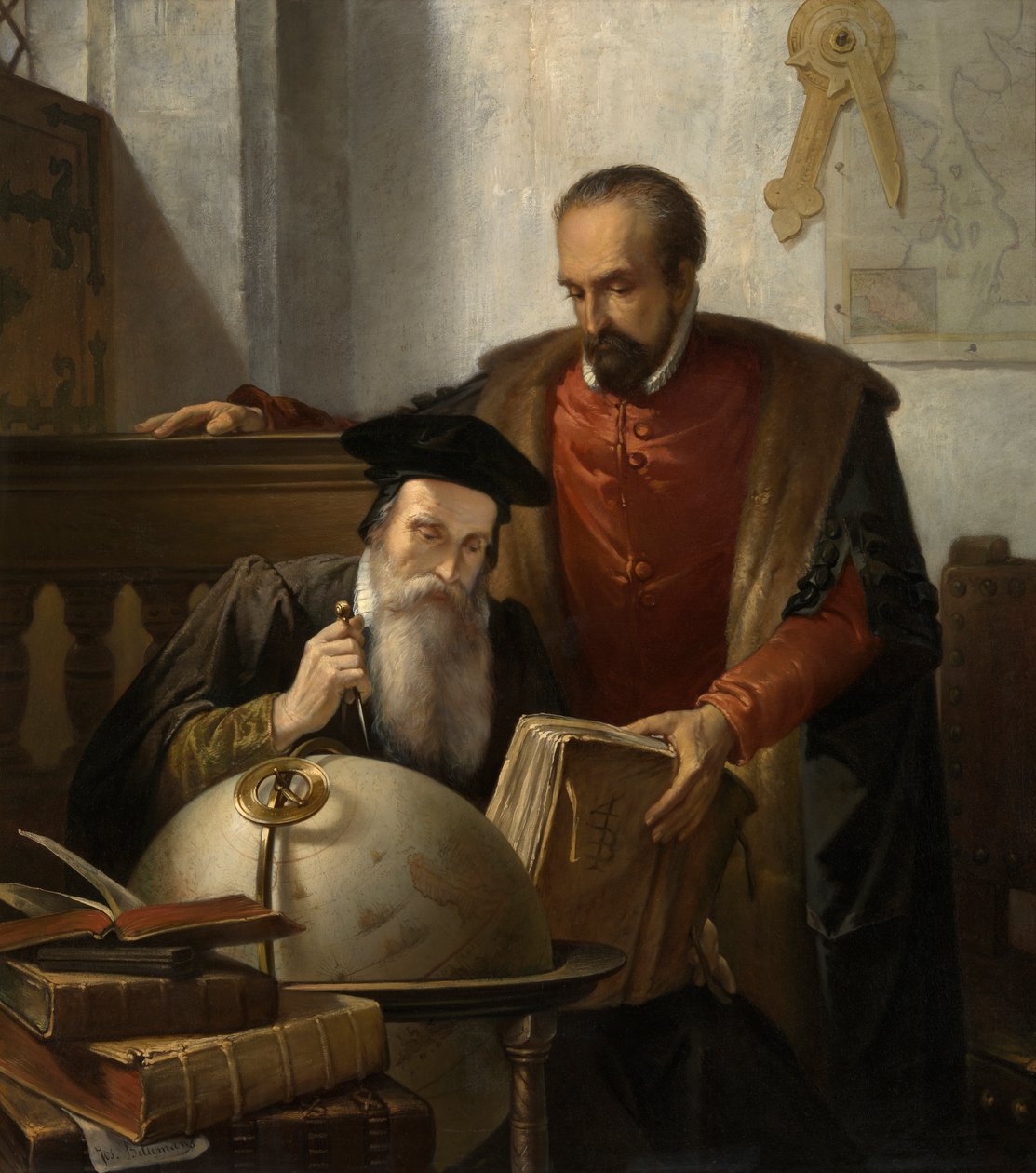 Mercator y Ortelius (óleo sobre lienzo) de Jozef (1816 88) Bellemans