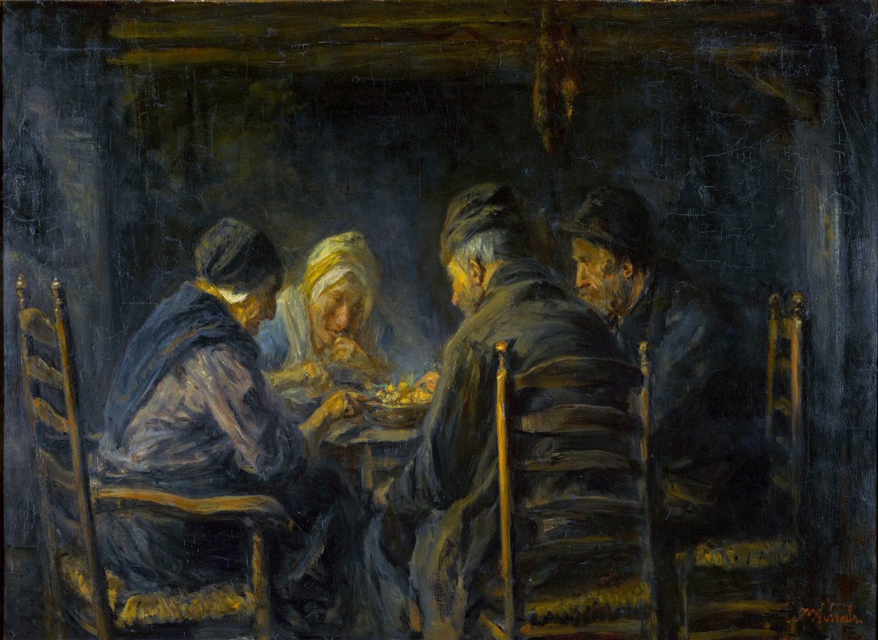 Comedores de patatas - Los comedores de patatas - Pintura de Jozef Israels (1824-1911) - c. 1902 - Óleo sobre lienzo - 119,5x151 - Gemeentemuseum Den Haag de Jozef  Israels