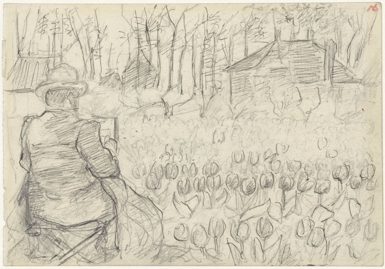 Pintor en un campo de tulipanes de Jozef Israëls
