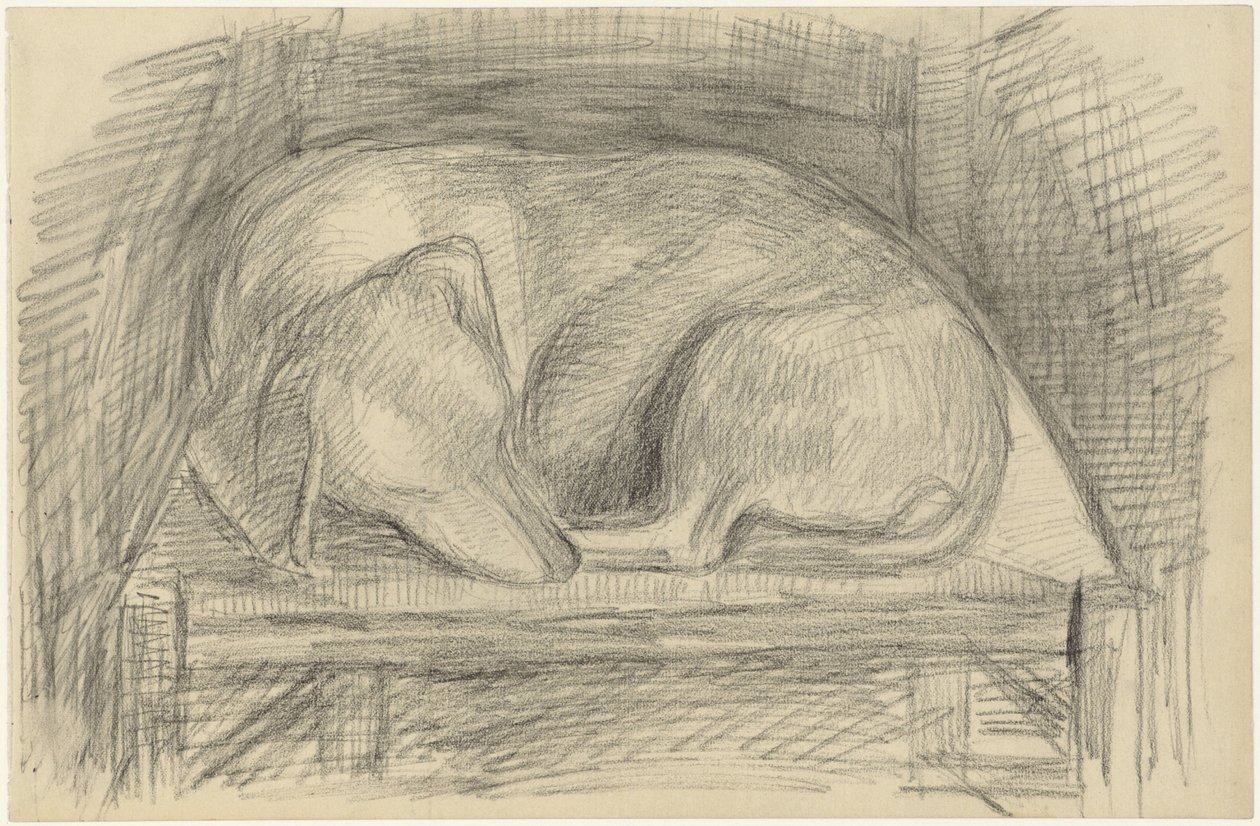 Perro durmiendo en una silla de Jozef Israëls