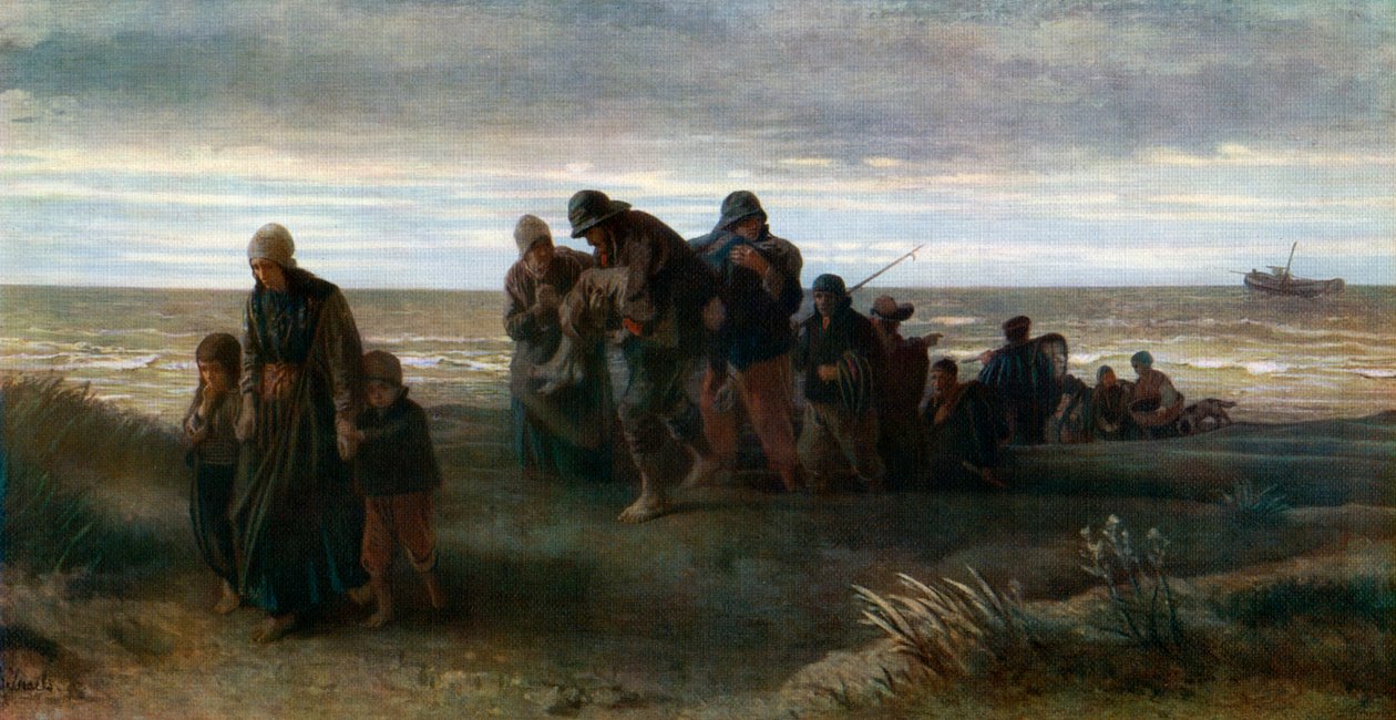 Pescadores llevando a un hombre ahogado, c1861, 1912 de Jozef Israëls