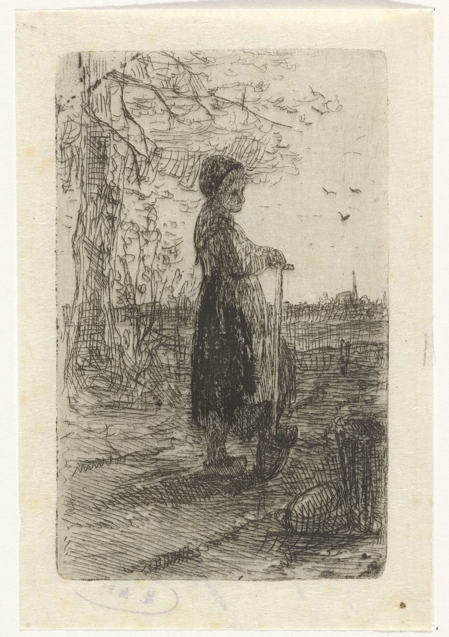 Chica apoyada en una pala de Jozef Israëls