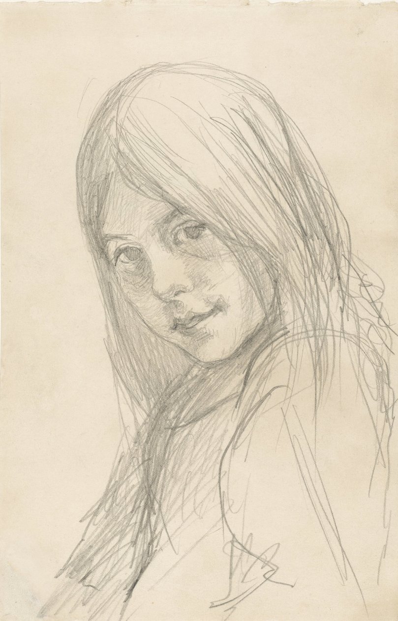 Retrato de una chica con el pelo suelto de Jozef Israëls