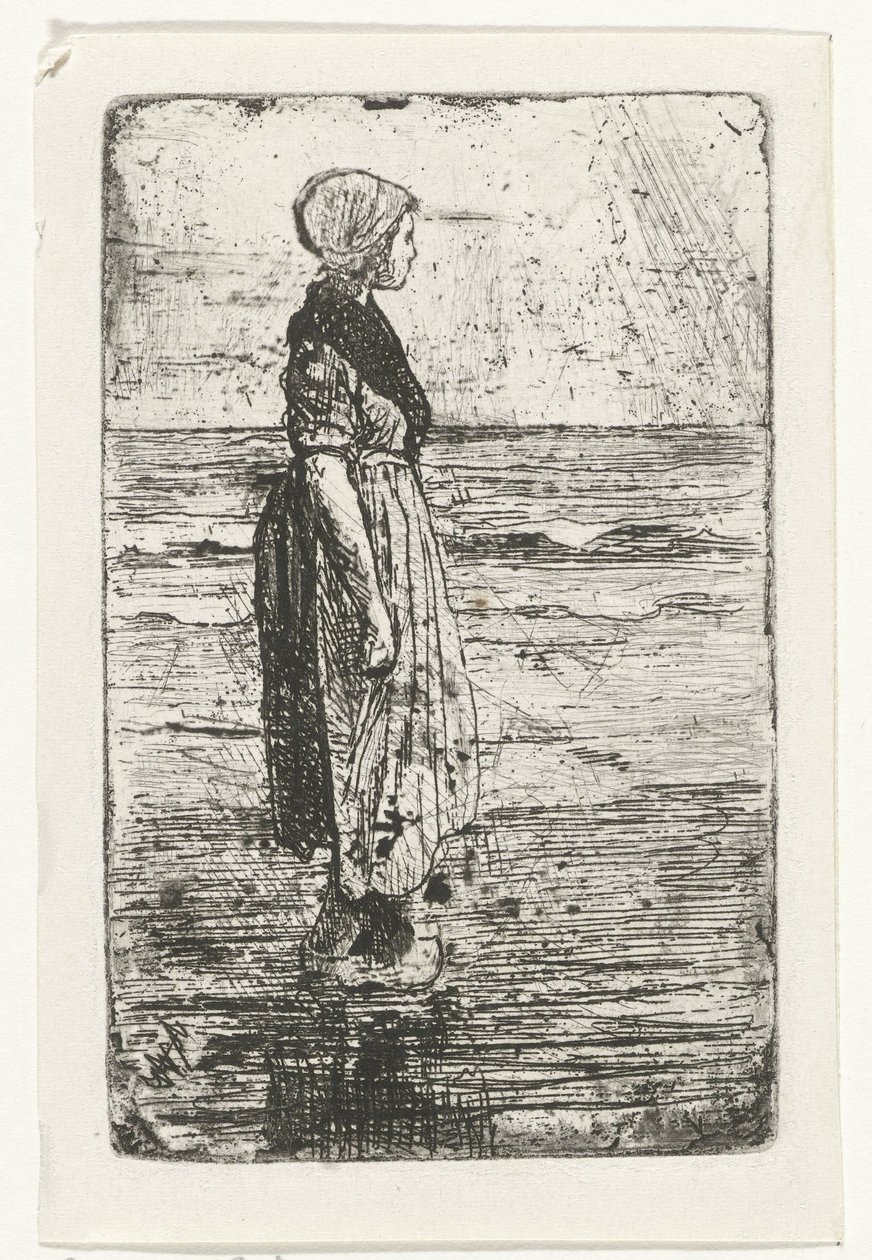 Mujer de pie en la playa de Jozef Israëls