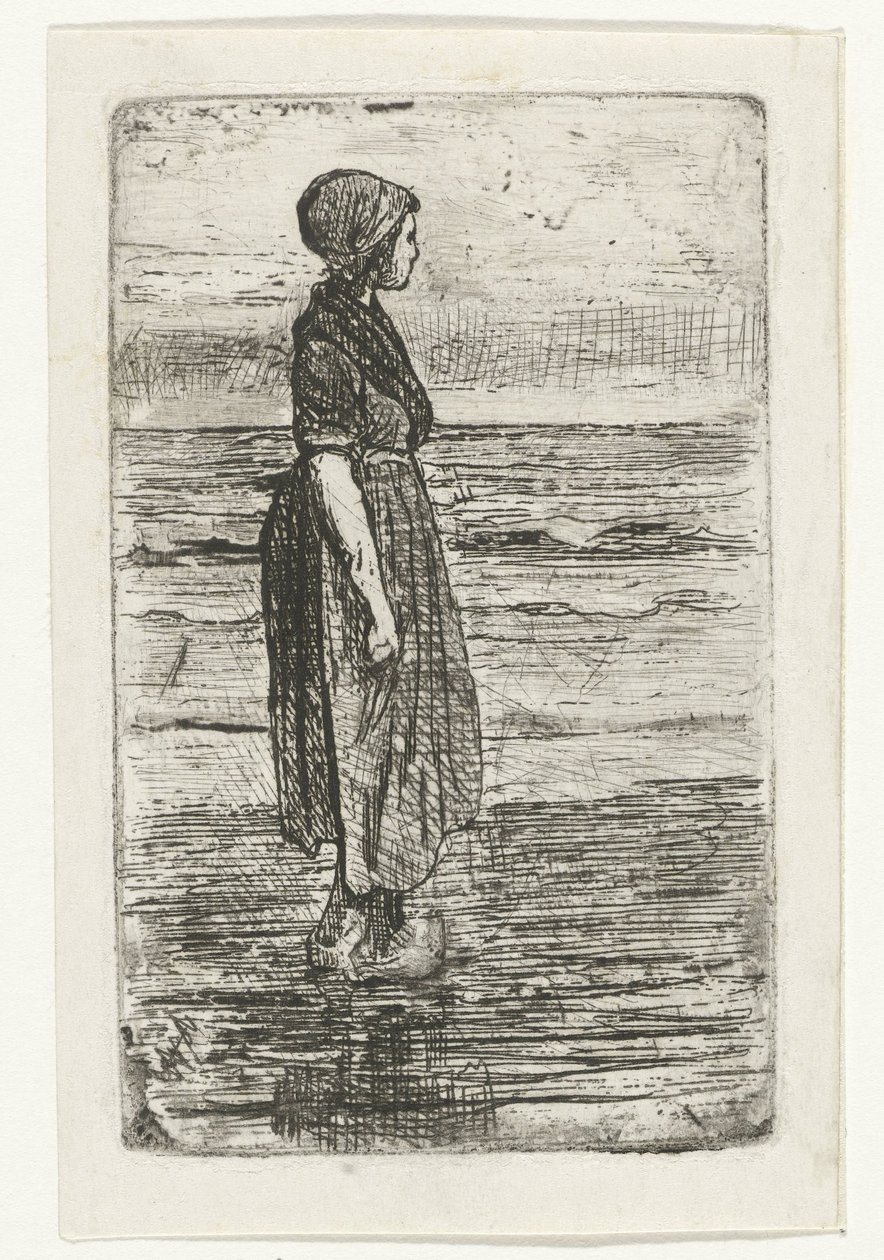 Mujer de pie en la playa de Jozef Israëls