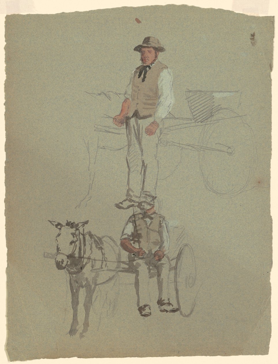 Estudios de un Hombre y un Carro de Caballo de Jr. Enoch Wood Perry