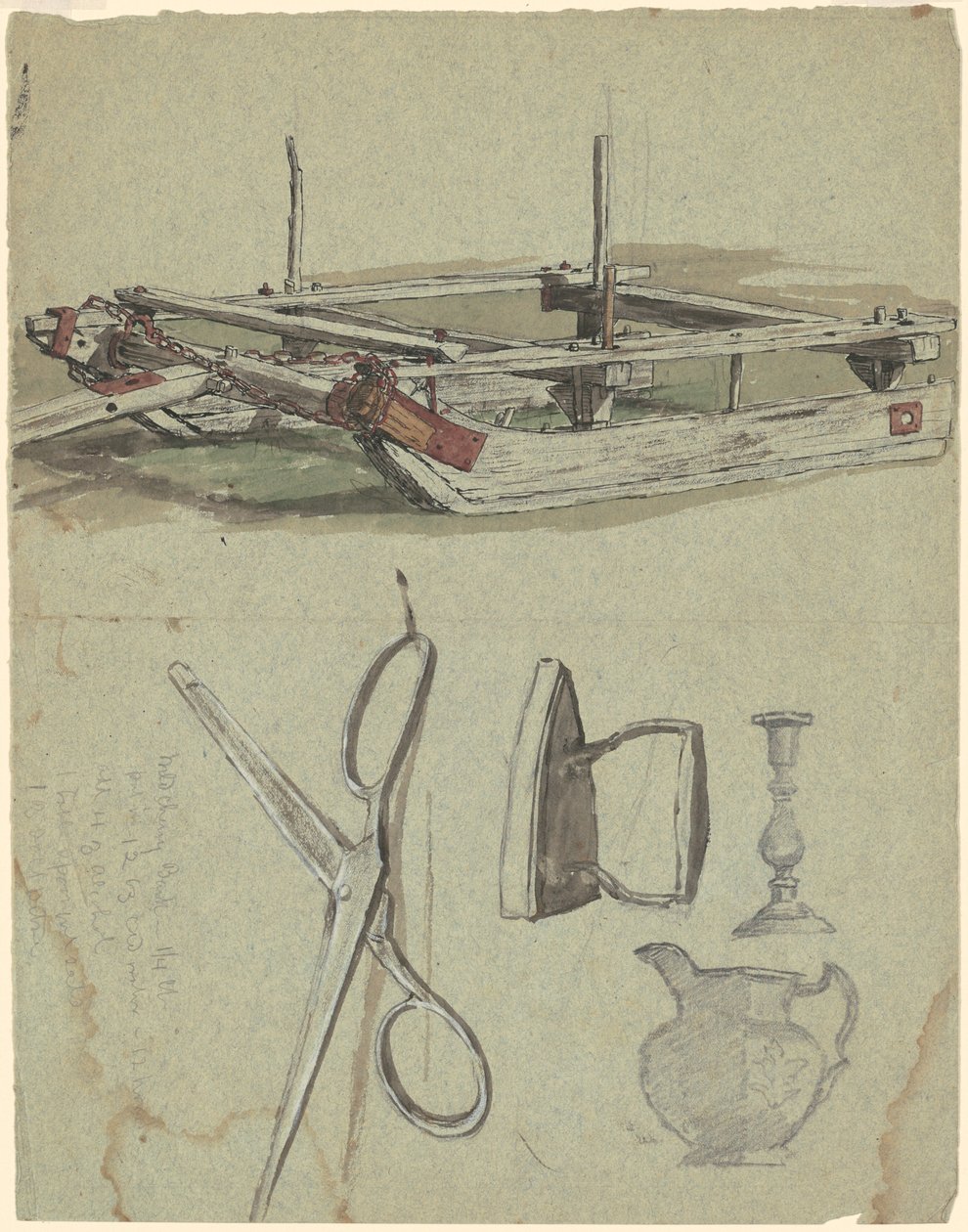 Estudios de un trineo y varios objetos domésticos de Jr. Enoch Wood Perry