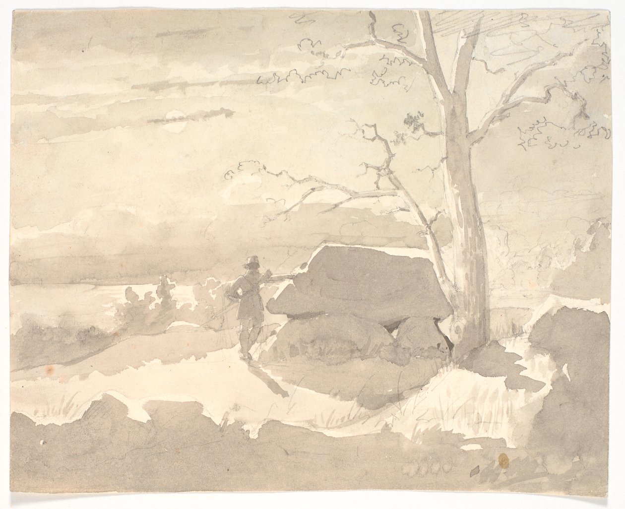 Paisaje a la luz de la luna. Un cazador junto a un dolmen de Jørgen Roed