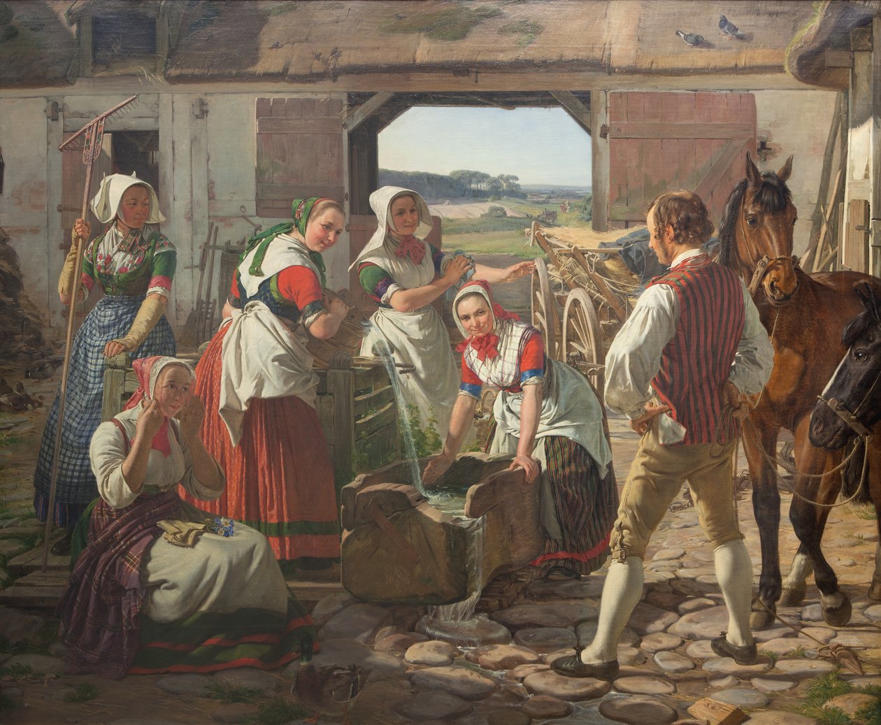 Chicas de la cosecha de Selandia en un pozo de Jørgen Roed
