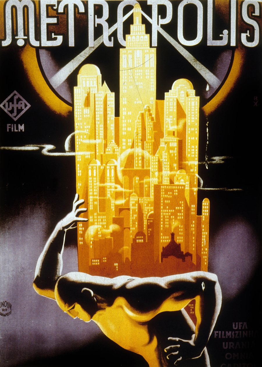 Póster para el estreno húngaro de Metrópolis, dirigida por Fritz Lang, 1927 de Jósef Bottlik