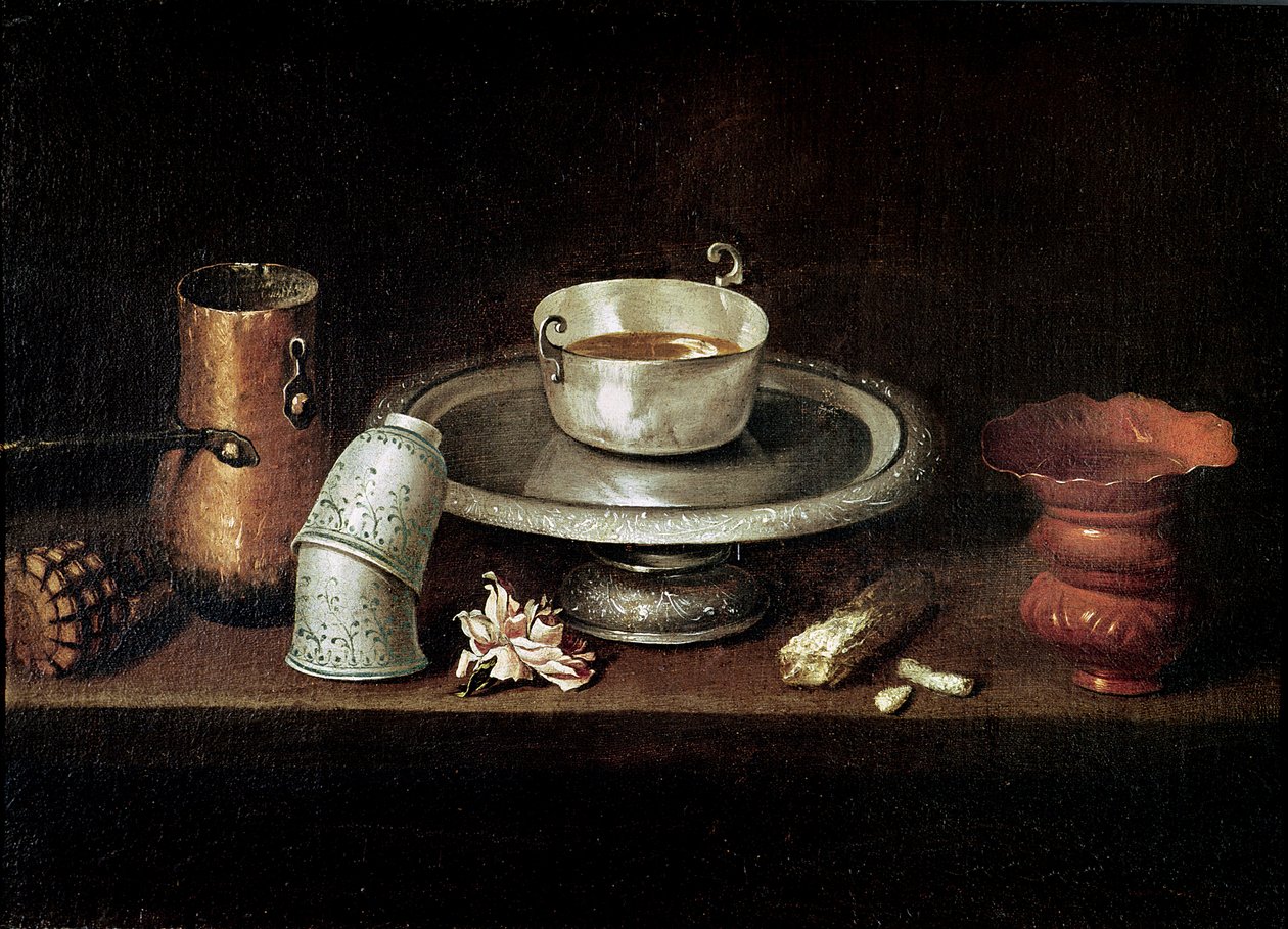 Naturaleza muerta con un tazón de chocolate, o Desayuno con chocolate, c.1640 de Juan de Zurbaran