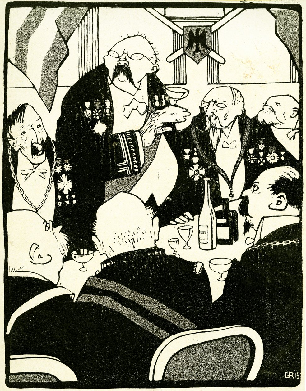 Líderes europeos brindan durante una conferencia, 1908 de Juan Gris