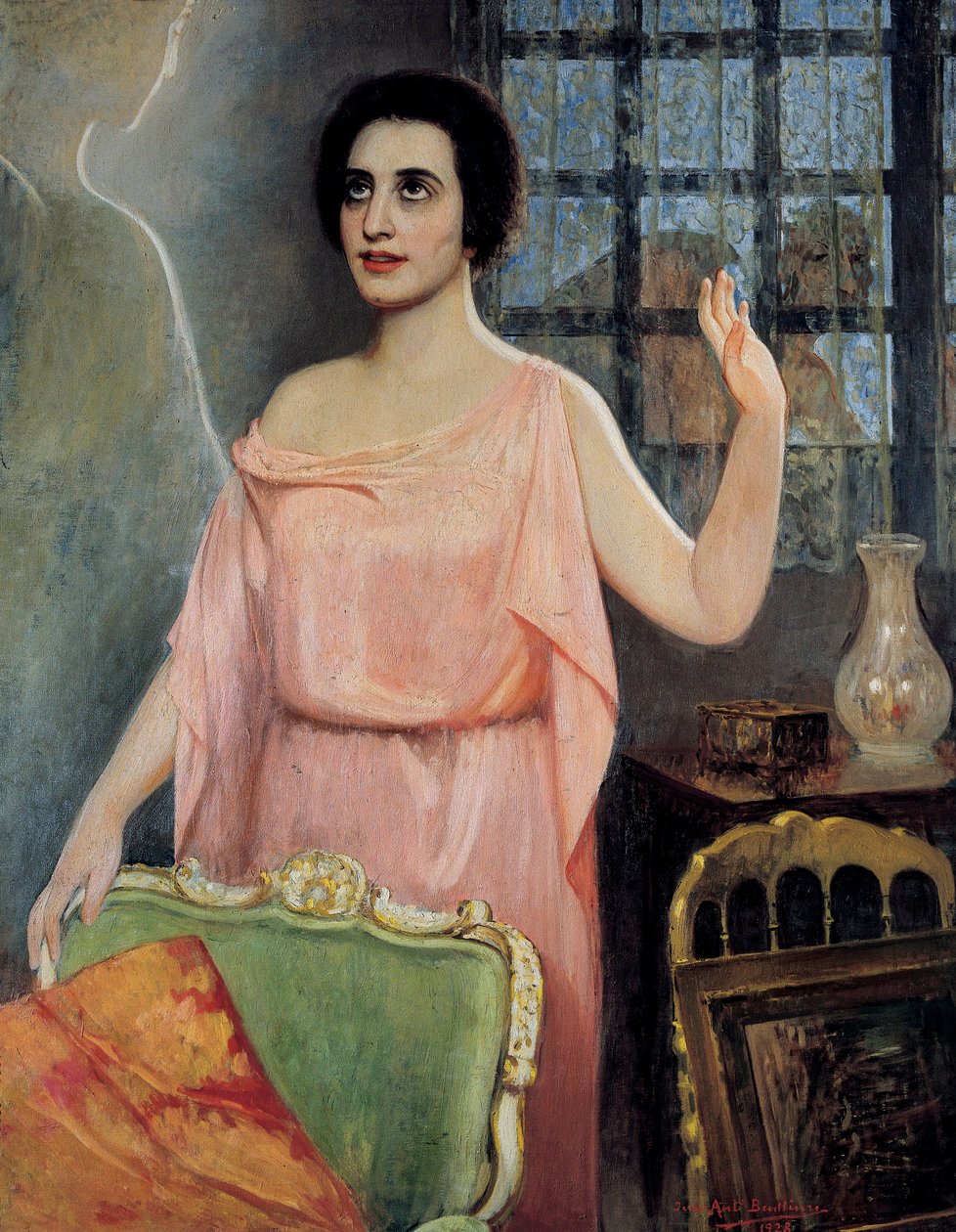 Retrato de Margarita Xirgu (1888-1969), en "la Xirgu en cristalline", por los hermanos Quinteros de Juan Antonio Benlliure y Gil