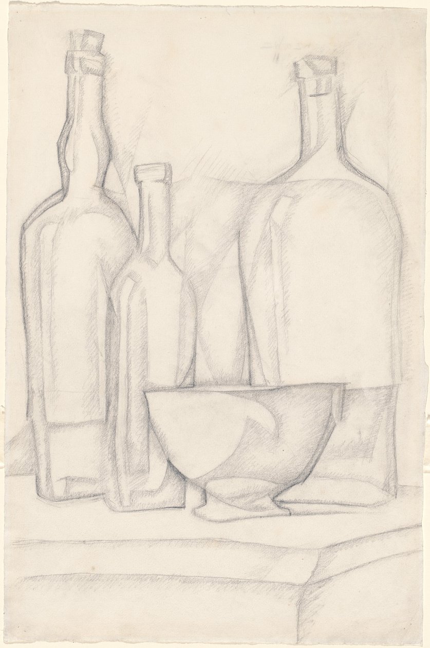 Botellas y cuenco de Juan Gris