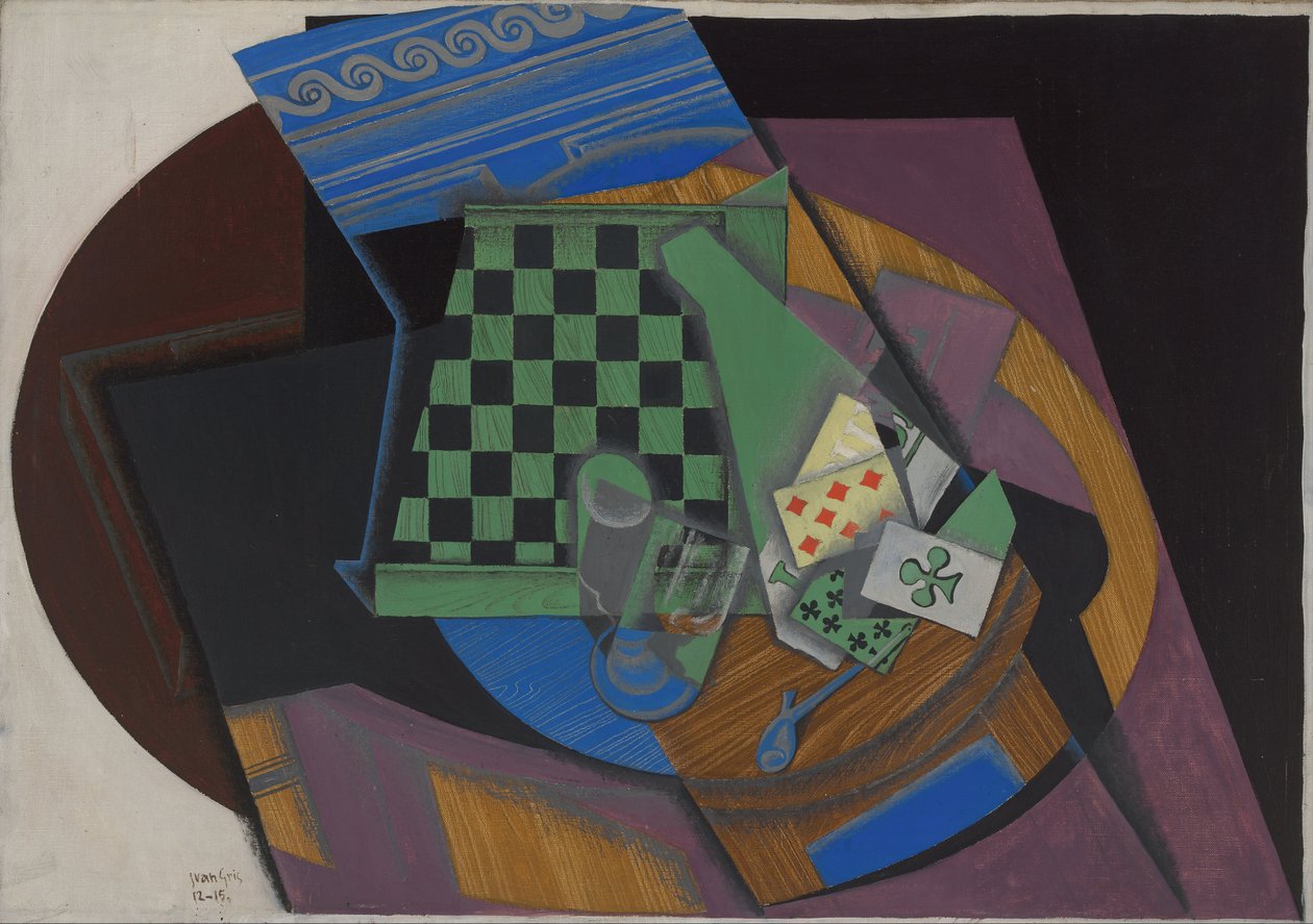 Tablero de ajedrez y cartas, 1915 de Juan Gris