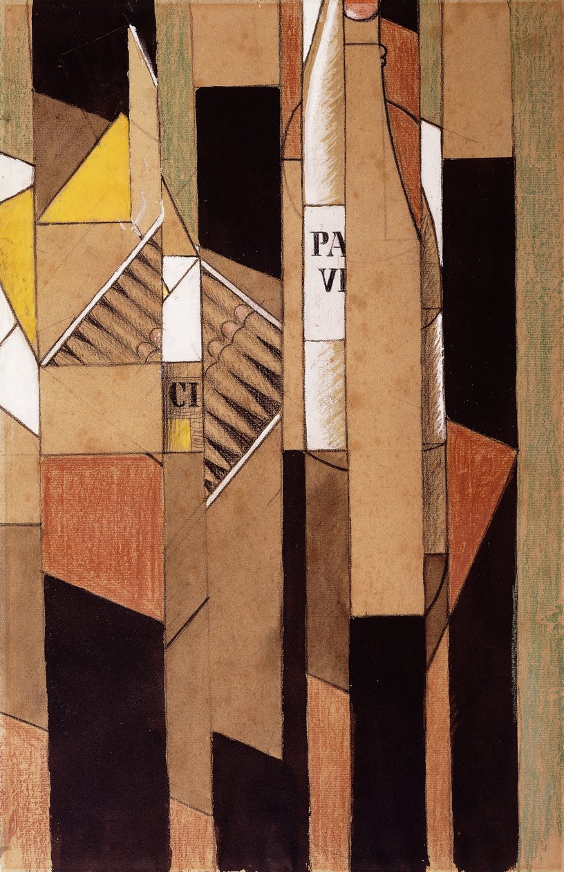 Naturaleza Muerta con Botella y Cigarros, 1912 de Juan Gris