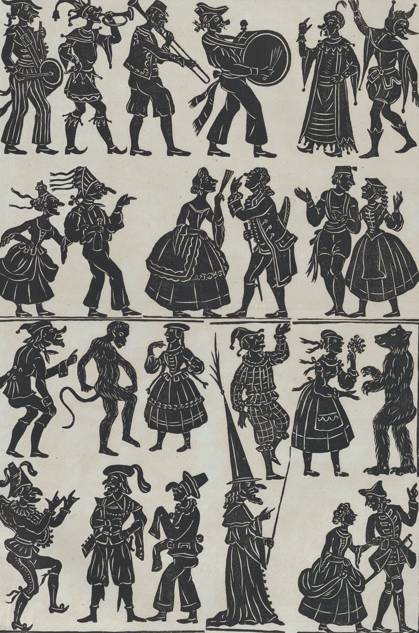 Hoja 7 de figuras para marionetas de sombra chinas, 1859 de Juan Llorens