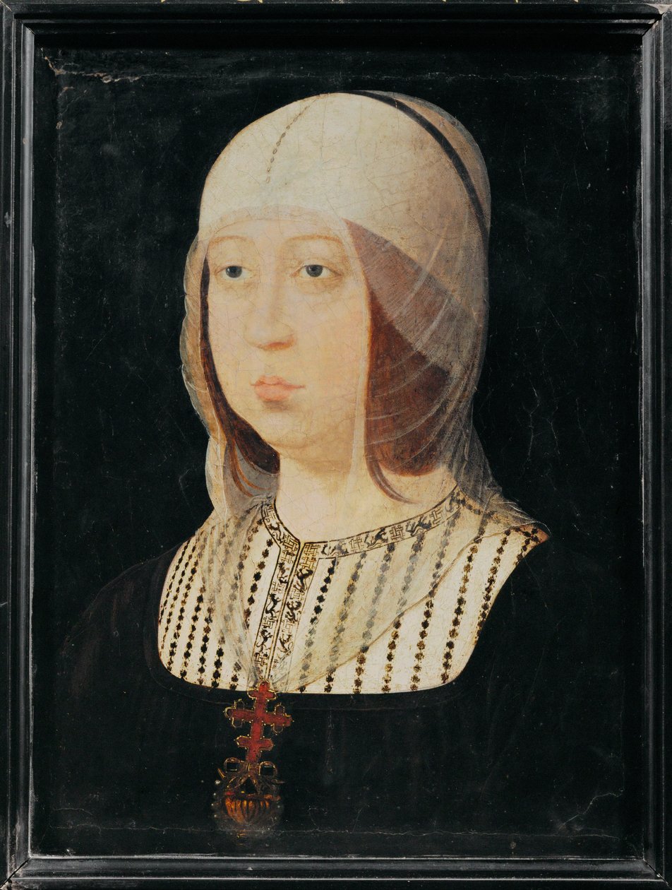 Isabel la Católica de Castilla, esposa de Fernando de Aragón ... (pintura sobre madera) de Juan de (attr. to) Flandes