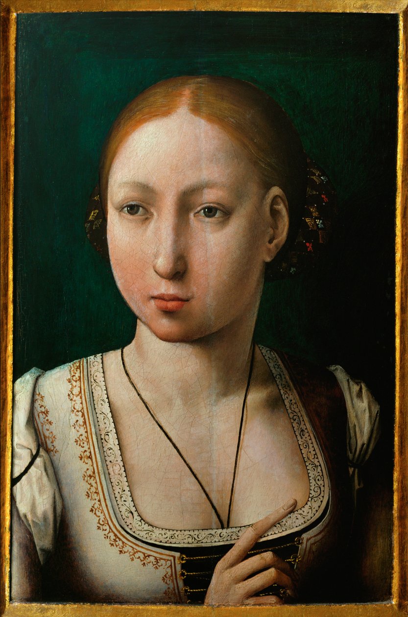 Juana la Loca, esposa de Felipe el Hermoso, hija de Isabel de Castilla ... de Juan de (attr. to) Flandes