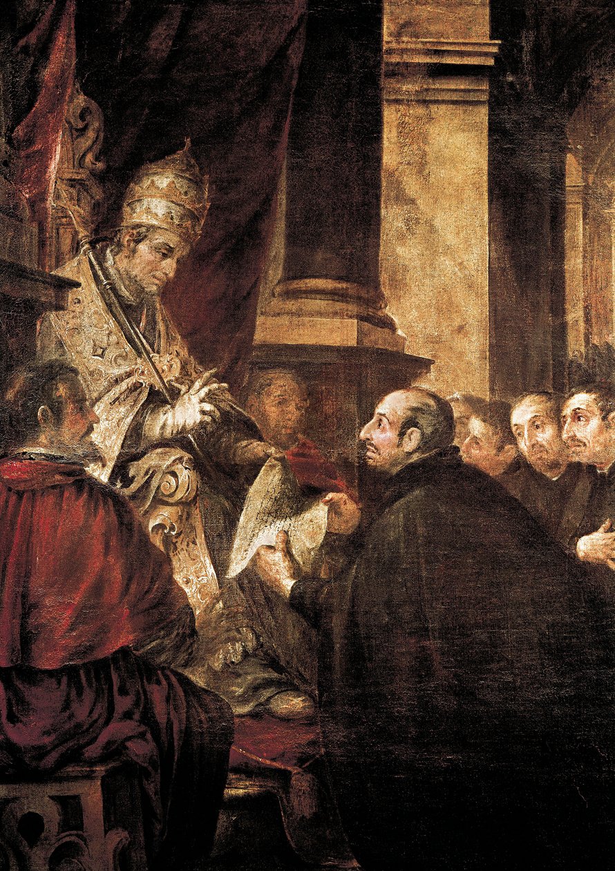 San Ignacio de Loyola recibiendo la Bula de la Orden de los Jesuitas del Papa Pablo III de Juan de Valdes Leal