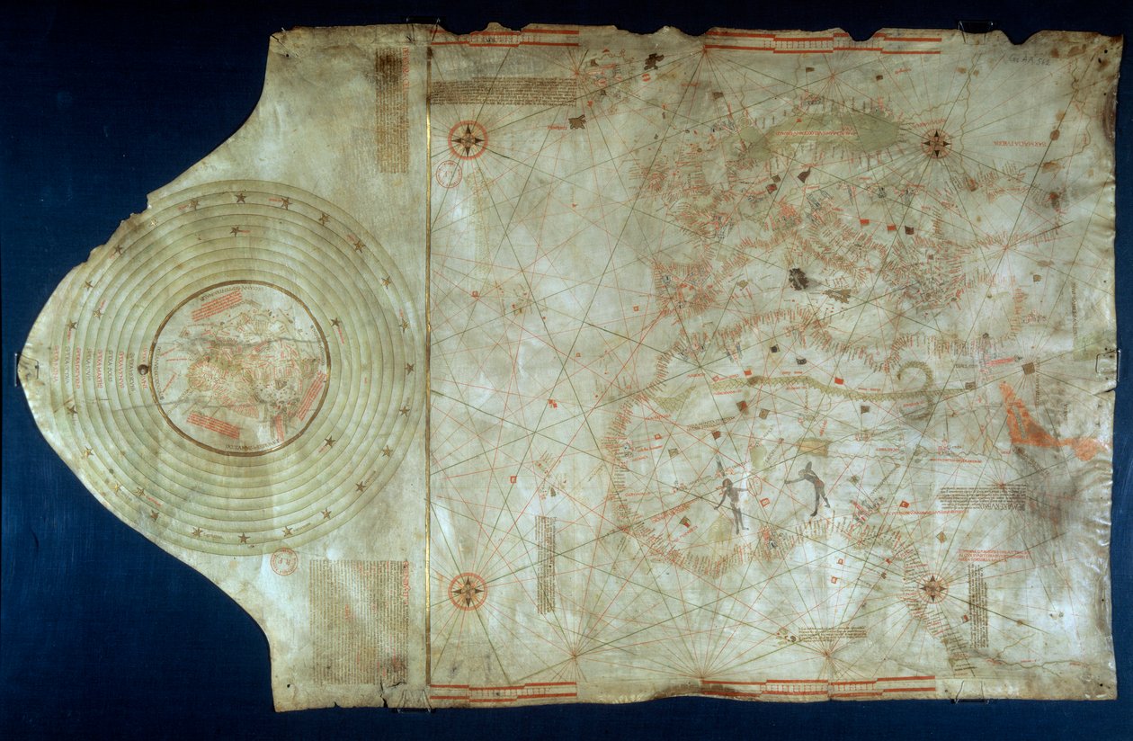 Carta marina de Juan de la Cosa (1460-1510), cartógrafo compañero del navegante Cristóbal Colón (1451-1506) de Juan de la Cosa