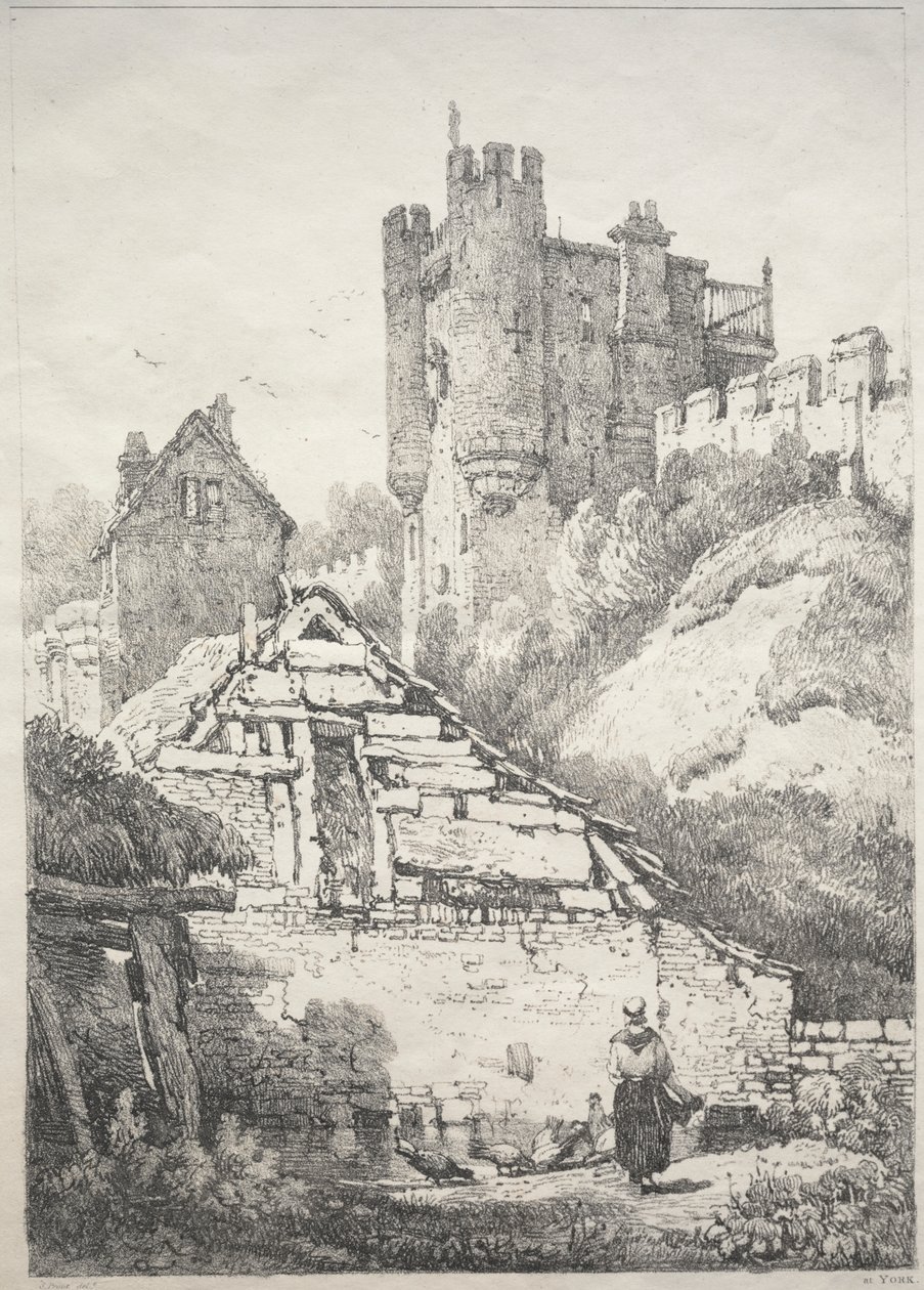 A Series of Ancient Buildings and Rural Cottages in the North of England:  At York, Farmyard with Chickens de Juan van der Hamen y Leon