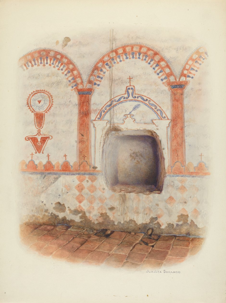 Pintura mural y nicho bautismal, c. 1941 de Juanita Donahoo