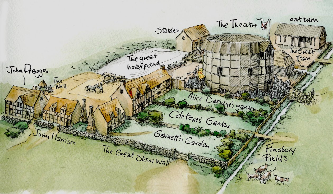 El Teatro de Burbage, New Inn Yard, Shoreditch, Hackney, Londres de Judith Dobie