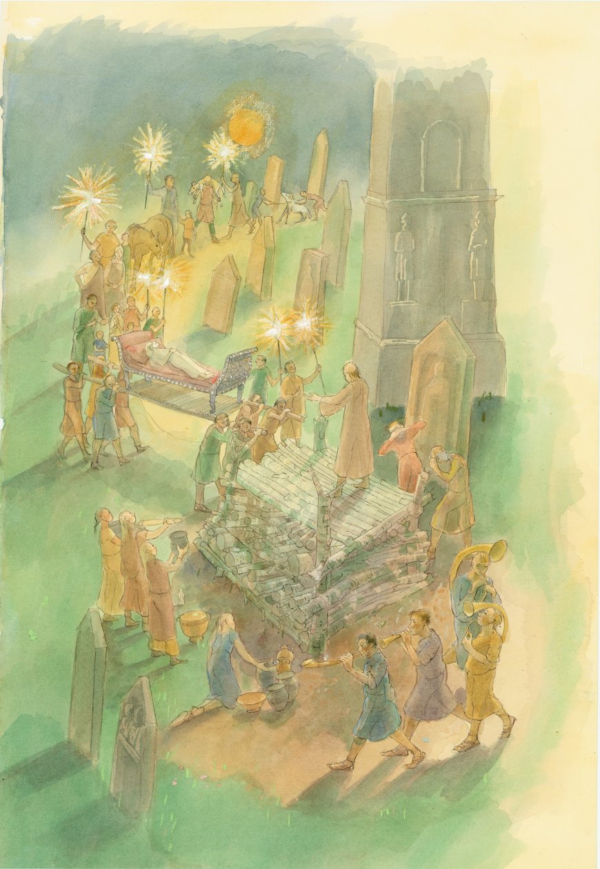 Procesión funeraria, cementerio romano de Brougham, Cumbria, siglo III de Judith Dobie