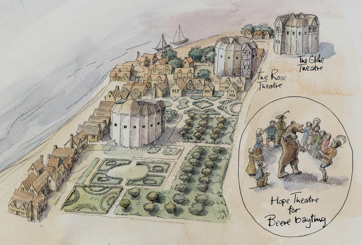 Teatro Hope, Teatro Rose y Teatro Globe, Southwark, Londres, c. 1647 2016 de Judith Dobie