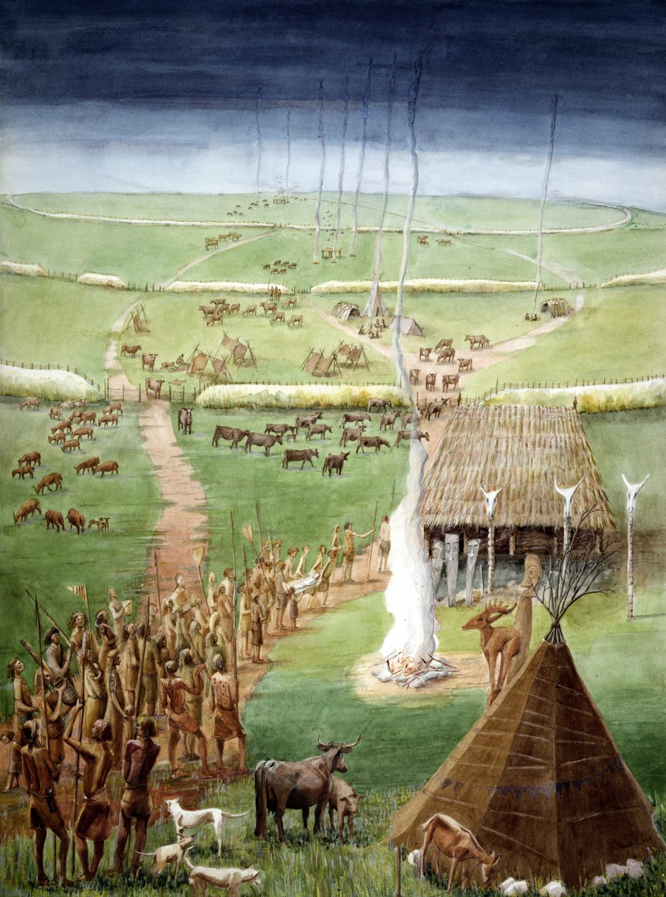 Windmill Hill, Avebury, Wiltshire (acuarela sobre papel) de Judith Dobie