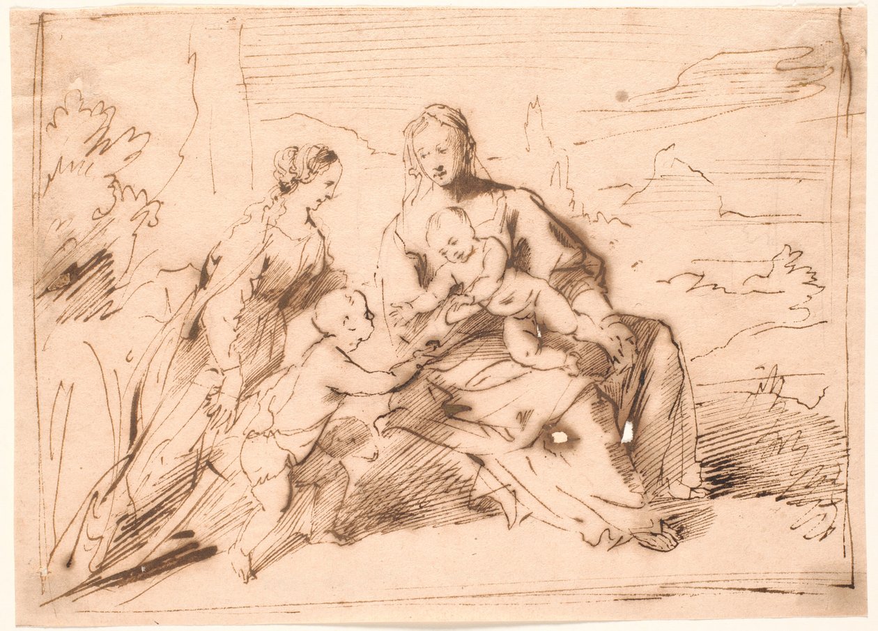 María con los niños Jesús y Juan, y una santa de Jürgen Ovens
