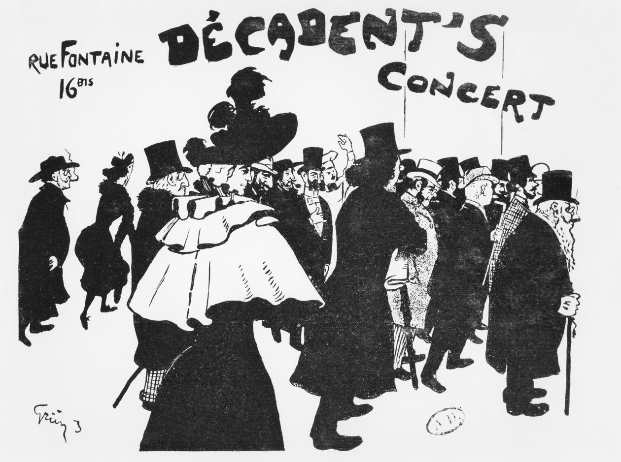 Póster anunciando un concierto en el Café des Decadents, 16bis rue Fontaine, París, c.1900 de Jules Alexandre Gruen or Grun