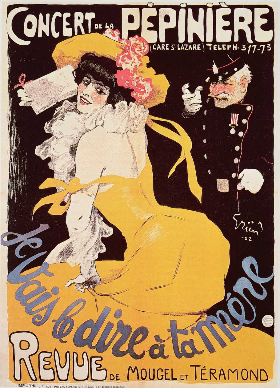 Póster para el Concert de la Pepiniere, 1902 de Jules Alexandre Gruen or Grun