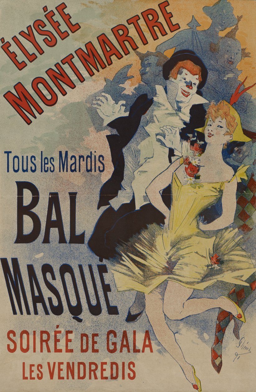 Élysée Montmartre: Bal Masqué, publicado el 18 de enero de 1891 de Jules Cheret