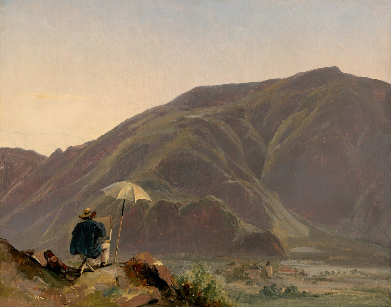 Vista de Bozen con un pintor de Jules Coignet