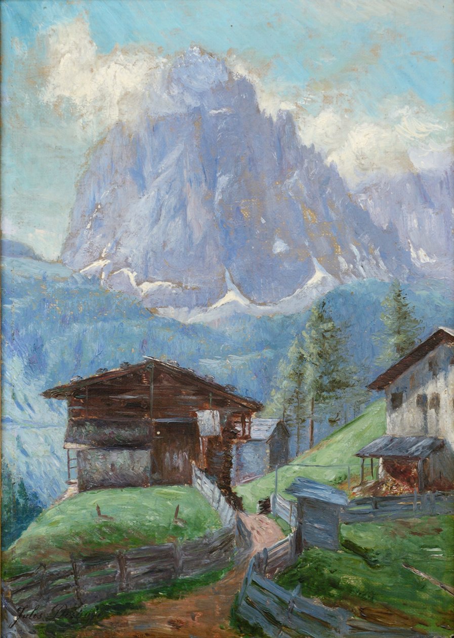 Granja Insom con Langkofel en el Valle de Gardena de Jules Desgoffe