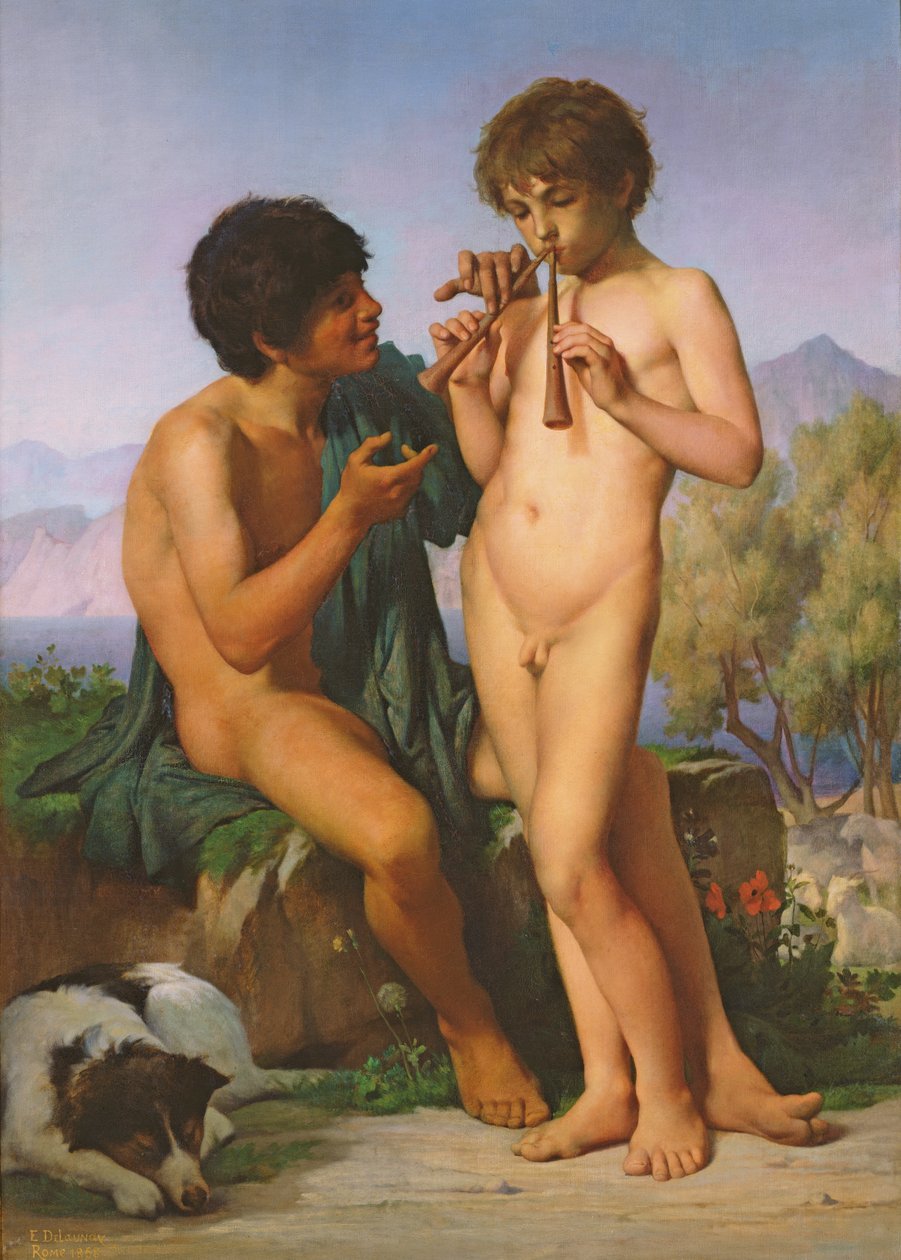 La lección de flauta de Jules Elie Delaunay