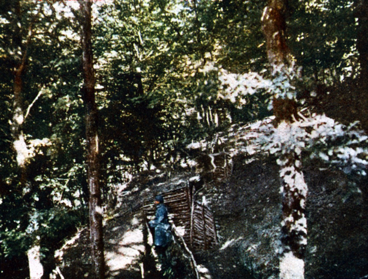 Un soldado francés en una trinchera en el bosque cerca de Verdún, septiembre de 1916 de Jules Gervais Courtellemont