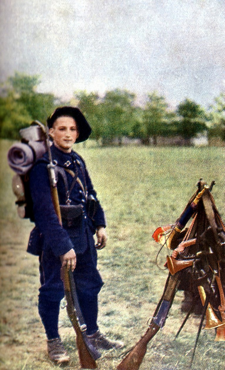 Un soldado de las tropas de montaña francesas durante la Batalla del Marne al este de París, septiembre de 1914 de Jules Gervais Courtellemont