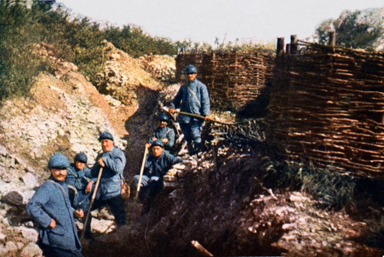 Soldados franceses frente a la Voevre, Batalla de Verdún, septiembre de 1916 de Jules Gervais Courtellemont