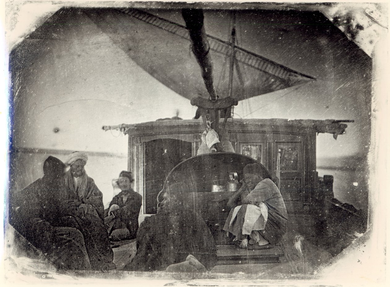 Barco de vela y viajeros en el Nilo, 1845-6 de Jules Itier