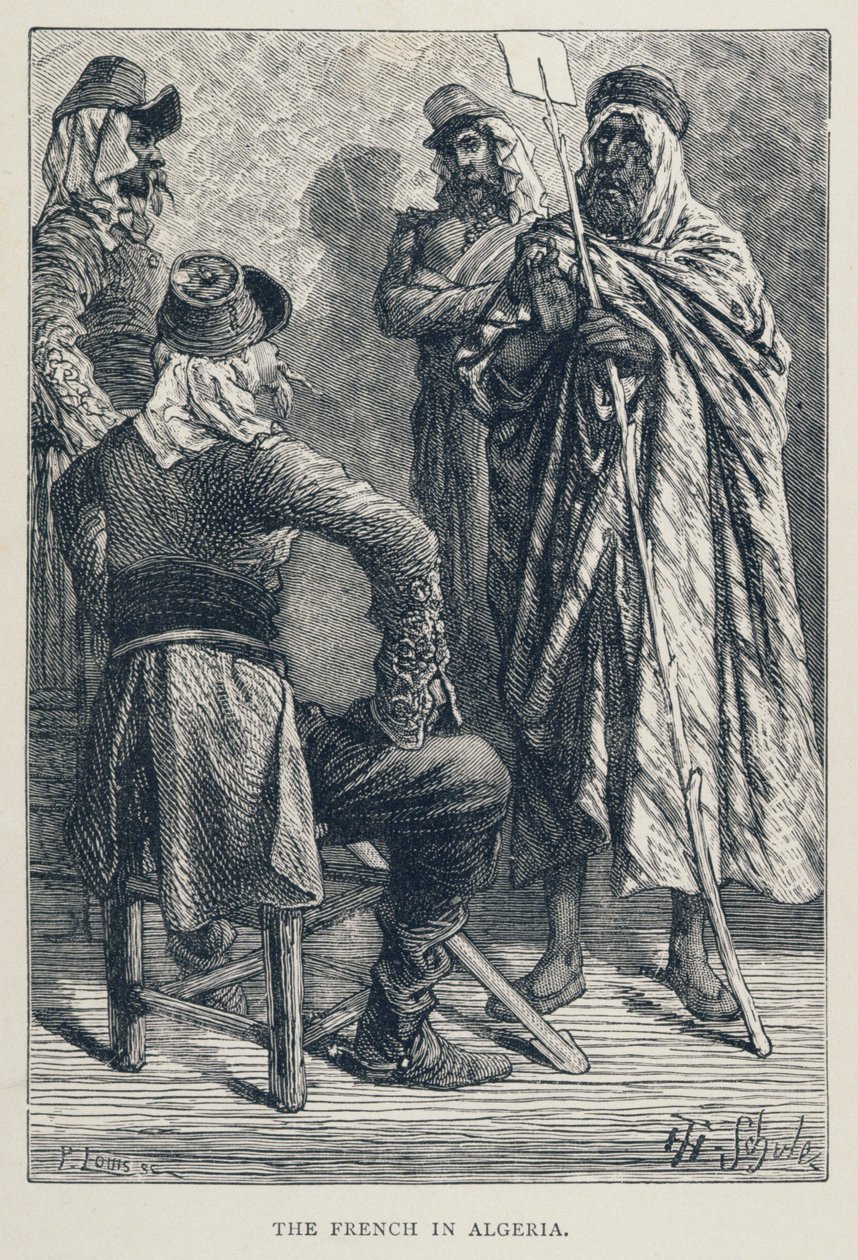 Los franceses en Argelia, grabado por P. Louis, de 