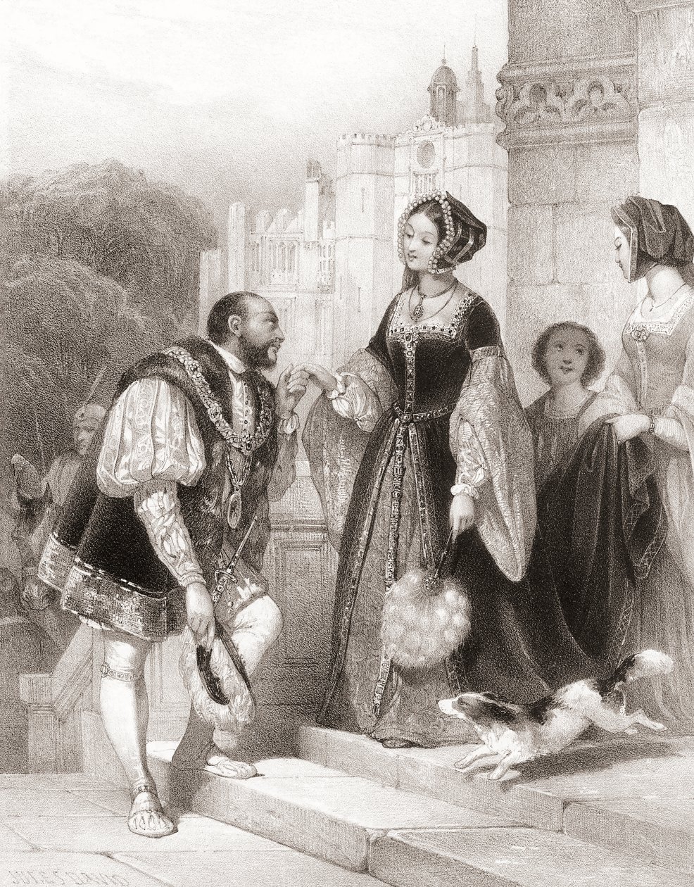 Rey Enrique VIII de Inglaterra con Ana Bolena de Jules (after) David