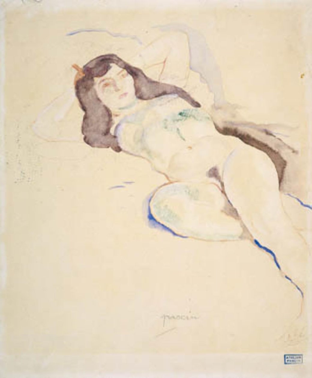 Modelo femenina acostada. Elvire de Jules