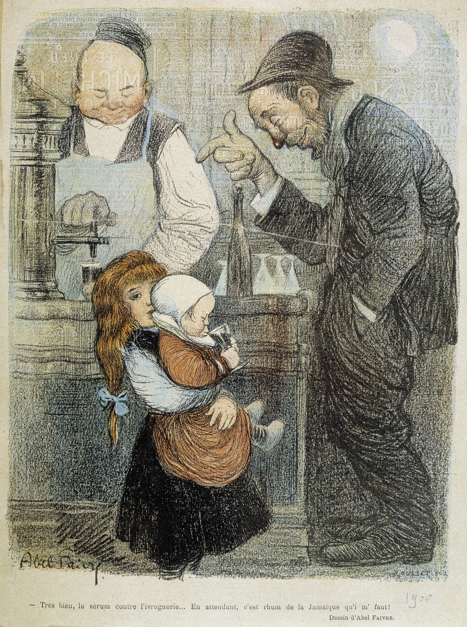 Muy bien, el suero contra la embriaguez, ¡mientras tanto necesito un ron de jamaique! - postre. de Abel Faivre (1864-1945) de Jules Abel Faivre