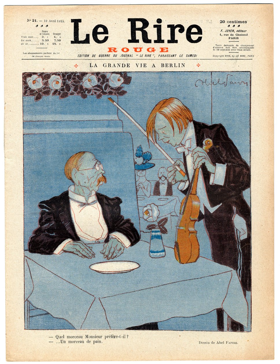 Portada de La Risa Roja, Satírico en Colores de Jules Abel Faivre