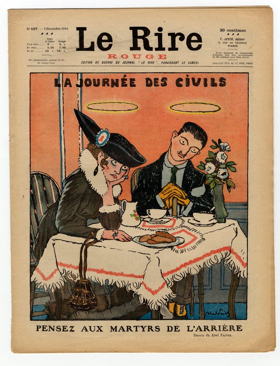 Portada de "The Red Laughter", Satírico en Colores de Jules Abel Faivre