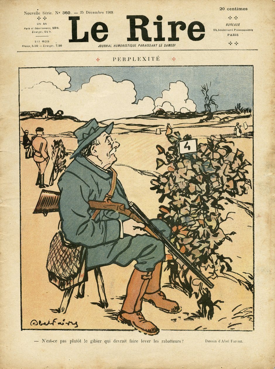 Ilustración para la portada de Le Lire, 25/12/09 - Perplejidad - Campo, Ocio, Caza cazador de Jules Abel Faivre