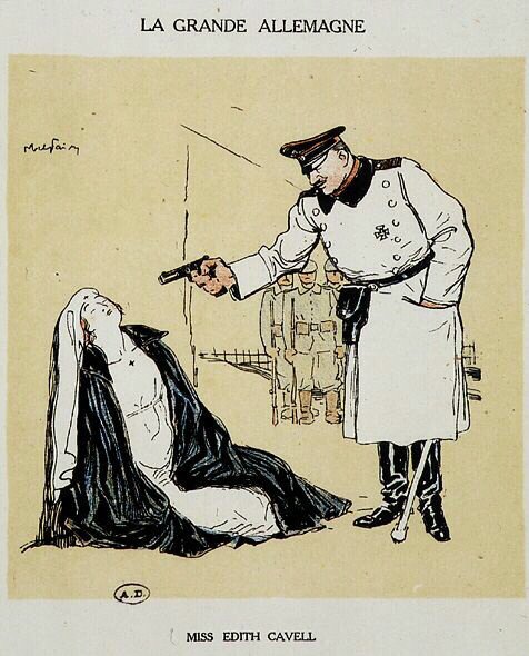 La señorita Edith Cavell ejecutada por los alemanes, imagen de Abel Faivre (1864-1945). de Jules Abel Faivre